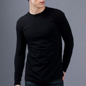 Plain Long Sleeve Round Neck Polo for Men and Women – Black Colour