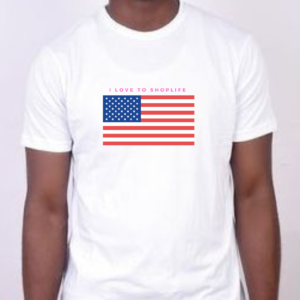 I Love To Shoplife “America Flag” Men’s T-shirt – White