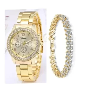 Elegant Styled  Front Wrist Watch With Bracelet- Gold in Nigeria