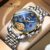 Fngeen – Men’s Quartz Watch Multi Functional Steel Band Watch-Silver